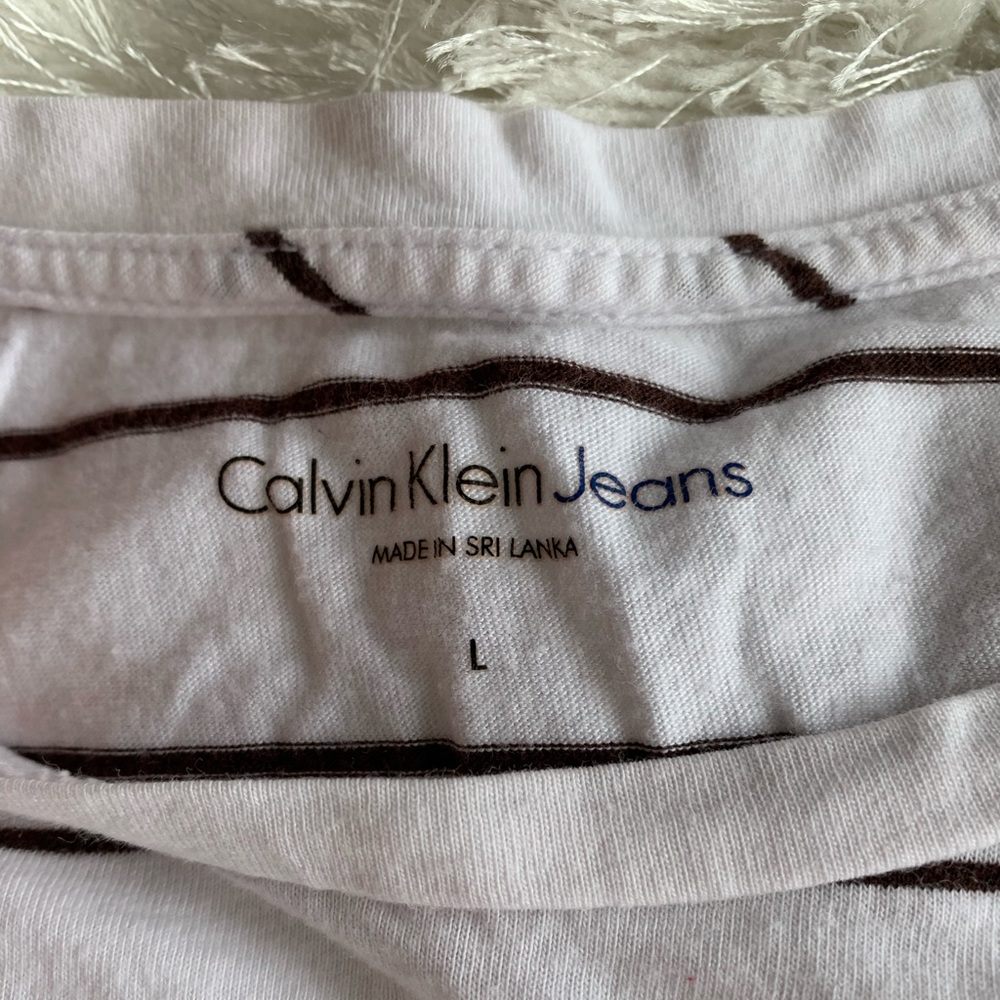 Black and whit striped Calvin Klein shirt